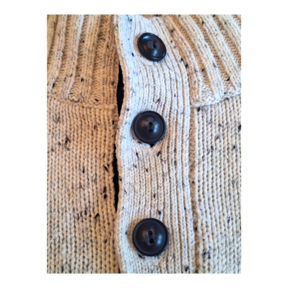 Chaps Tweed Mock Neck Popover Sweater Cotton Blend Elbow Patch Oatmeal Speck XL - Picture 5 of 15